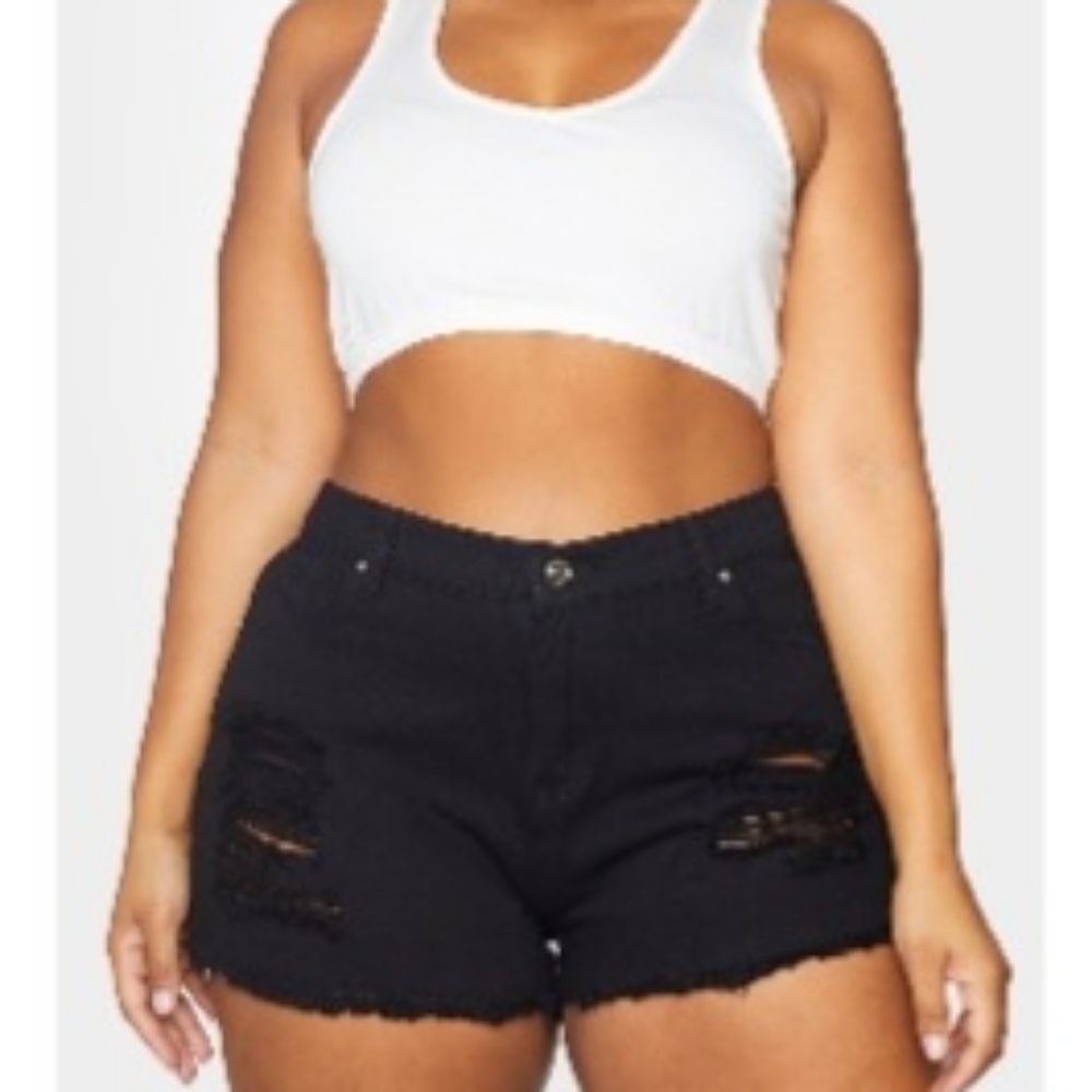 black bum ripped denim hot pants